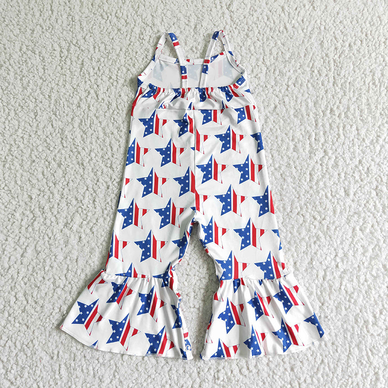 SR0057 July 4th Baby Girl Stars One-piece Pants Jumpsuit