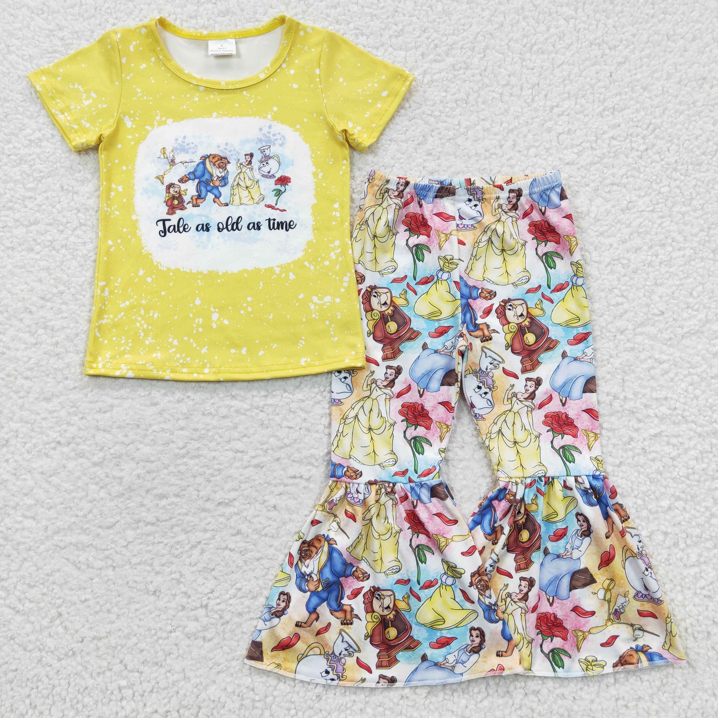 GSPO0621 Baby Girl Cartoon Short Sleeves Shirt Bell Pants Outfit