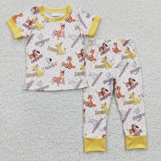 Promotion Baby Boy Lion Short Sleeves Shirt Pants Pajamas Set