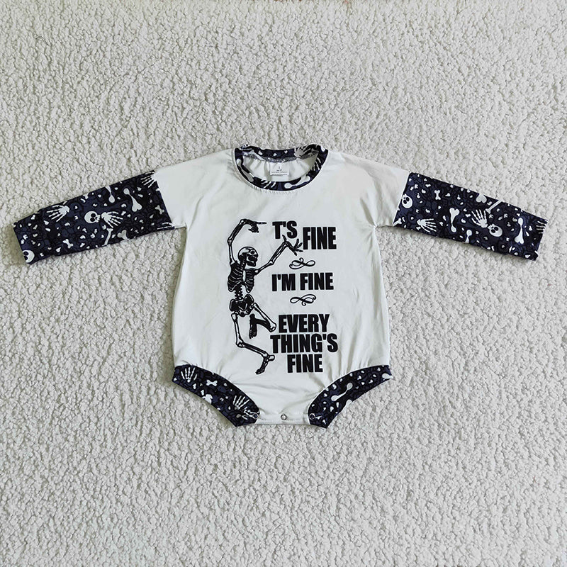 LR0123 Baby Kids Halloween Skull Shirt Romper