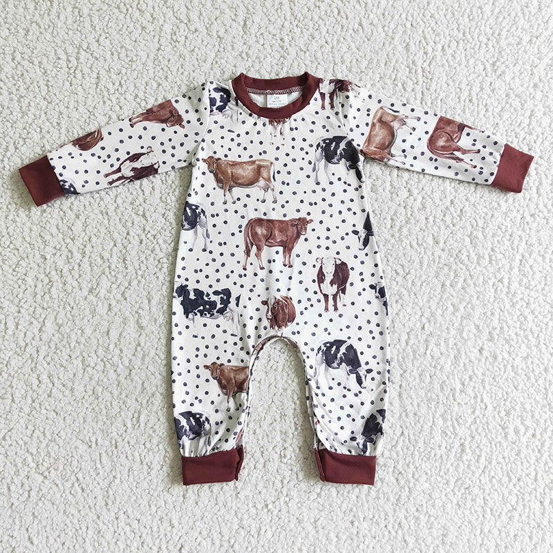 LR0058 Baby Boy Western Cow Romper