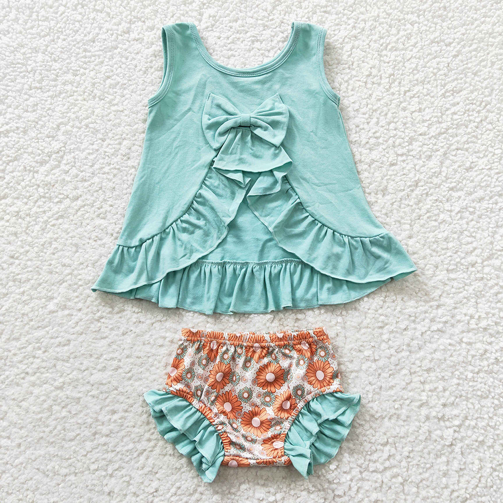 GBO0121 Baby Girl Cotton Tunic Floral Bummie Summer Outfit