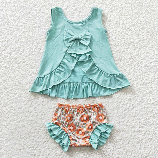 GBO0121 Baby Girl Cotton Tunic Floral Bummie Summer Outfit