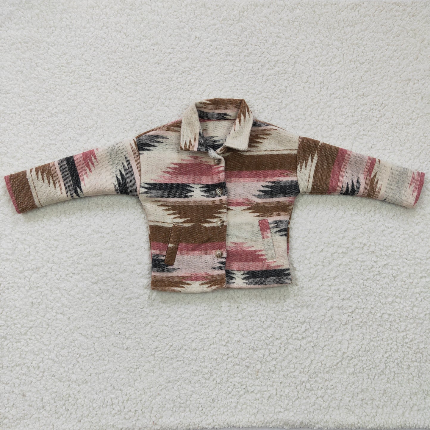 GT0084 Baby Girl Kids Western Cotton Pocket Button Up Shirt