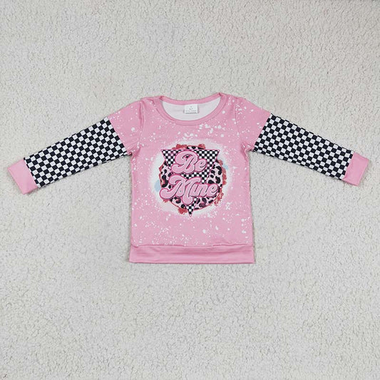 GT0086 Baby Girl Be Mine Sweatshirt Pink Valentine's Plaid Shirt