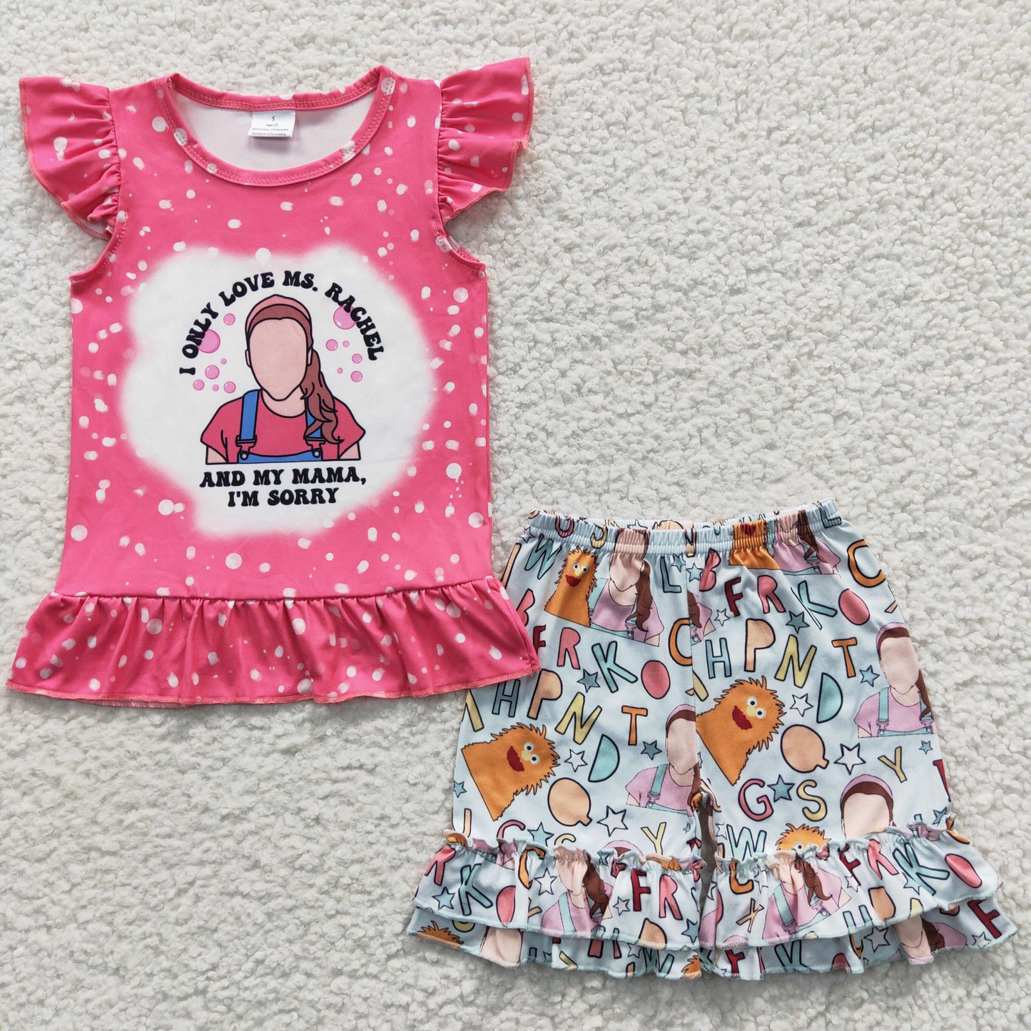 GSSO0266 Baby Girl Short Sleeves Shorts Summer Teacher Outfit