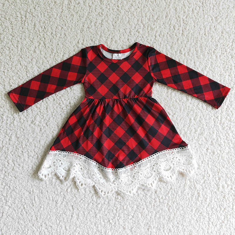 GLD0024 Baby Girl Christmas Plaid Twirl Dress