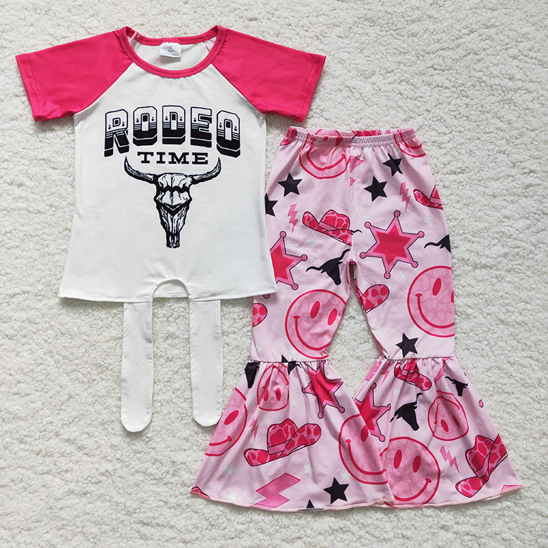 GSPO0250 Baby Girl Western Cow Bell Pants Outfit