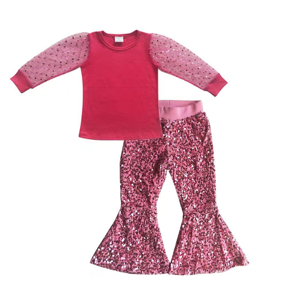 Baby Girl Long Sleeves Top Sequins Pants Outfit