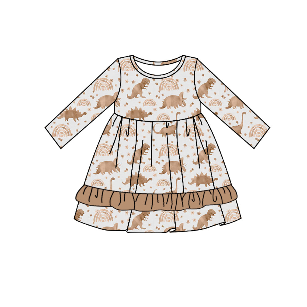 Baby Girl Dinosaurs Rainbow Ruffle Dress