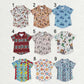 Sibling Baby Boys Kids Short Sleeve Western Print Buttons Shirts Tops