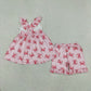 Baby Girls Short Sleeves Crabs Stripes Tops Ruffle Shorts Summer Clothes Set RTS