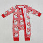 Baby Kids Infant Long Sleeves Christmas Red Stripes Santa Zipper Bamboo Romper