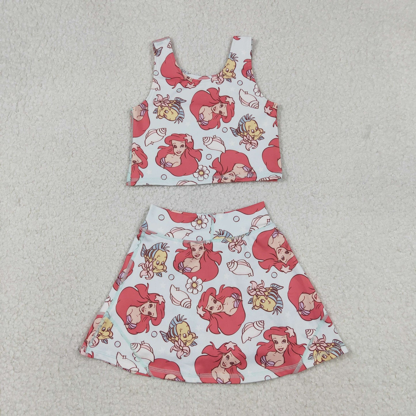 Baby Girl Sleeveless Princess Tops Skirt Shorts Yoga Active Set RTS