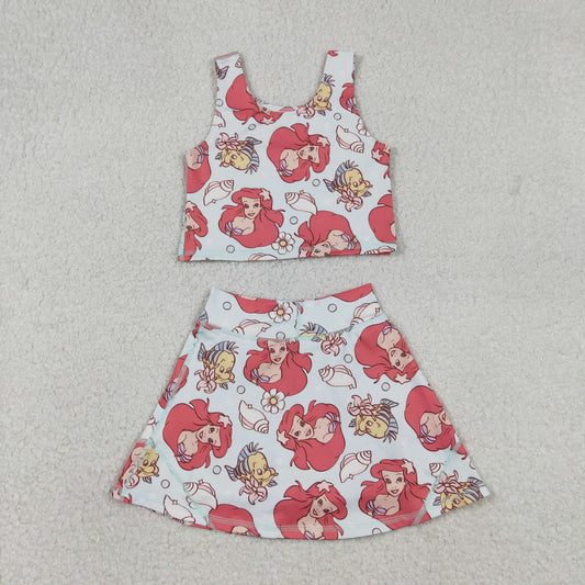 Baby Girl Sleeveless Princess Tops Skirt Shorts Yoga Active Set RTS