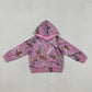 Baby Girls Long Sleeves Southern Leaves Camo Zipper Pockets Pink Hoodie Jackets Coat RTS