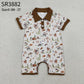 Baby Boys Kids Short Sleeves Western Rodeo Cactus Buttons Brown Romper RTS