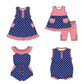 Moq 3 Pre-order SR1299 July 4th Baby Girl Stars Stripes Pocket Shorts Summer Jumpsuit