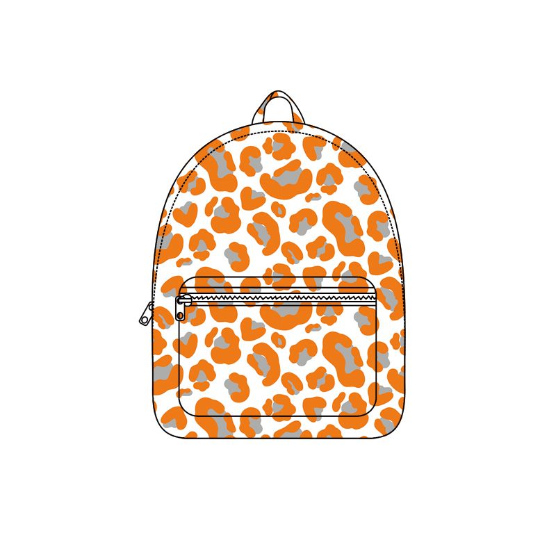 ( Moq 5 ) Preorder Baby Toddler Kids Grey Orange Leopard Zipper Pocket Backpack Team Bag