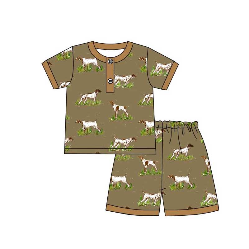 Baby Boy Short Sleeves Dogs Shirt Hunting Shorts Pajamas Set Moq 5