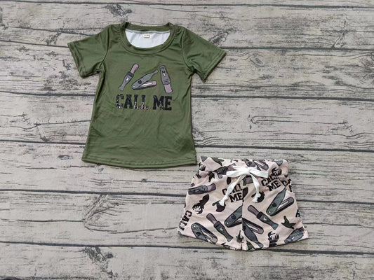 Baby Boy Short Sleeves Green Shirt Shorts Hunting Outfit Moq 5