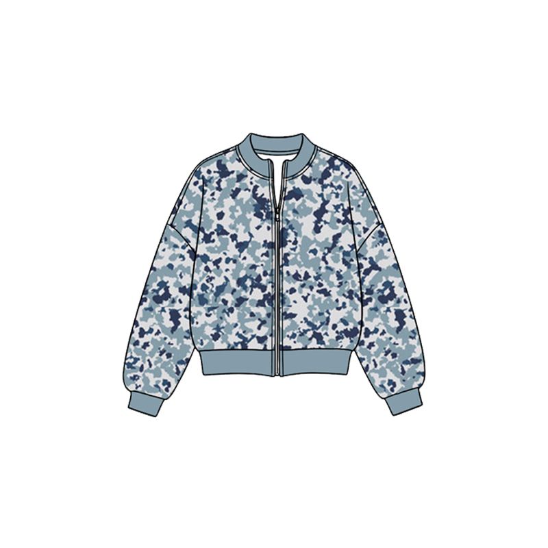 ( Moq 5 ) Preorder Baby Girls Kids Long Sleeves Zipper Yoga Jacket Camo Coat Tops Hunting Clothes