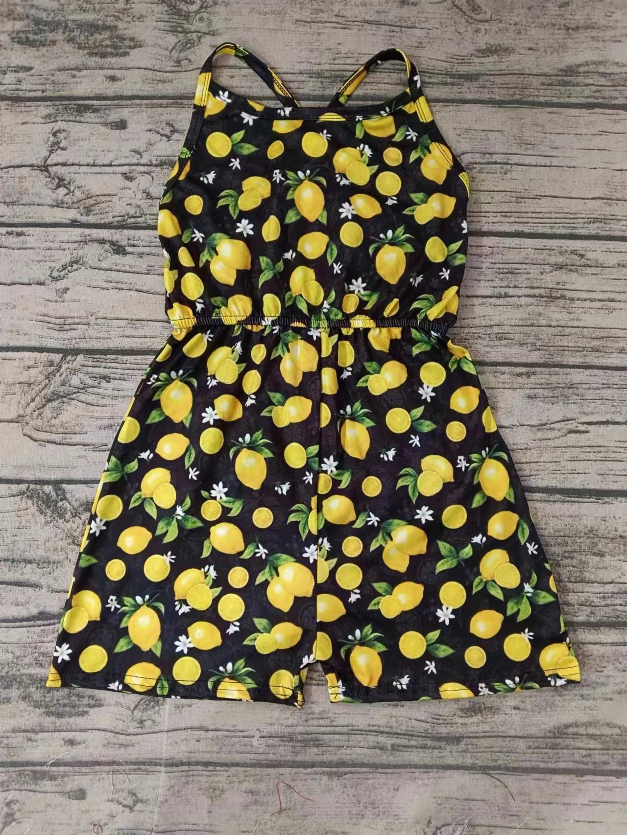 Moq 5 Baby Girl Sleeveless Lemon One Piece Jumpsuit