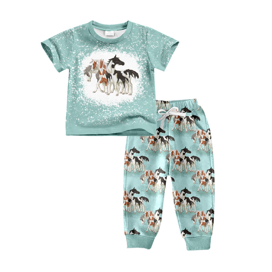 Baby Boy Western Horse Shirt Pants Clothes Set