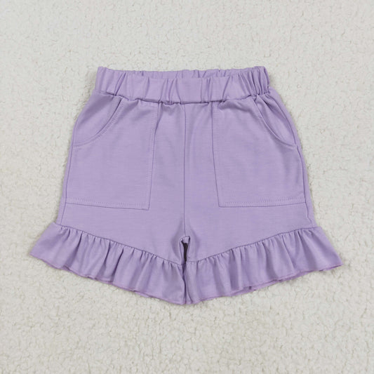 Baby Girl Purple Pockets Cotton Ruffle Shorts Bottoms RTS