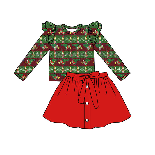 Baby Girl Christmas Tree Top Red Skirt Clothes Set