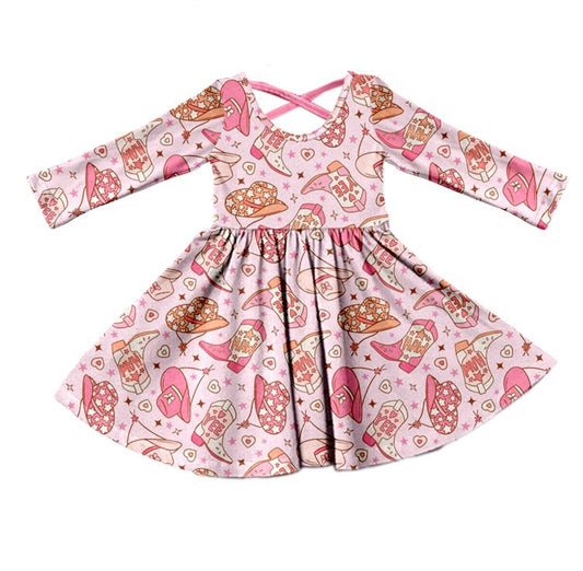 Moq 3 Pre-order GLD0486 Baby Girl Valentine's Hearts Western Dress