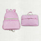 Baby Girl Back To School Pink Checkered Backpack Bag Lunch Box