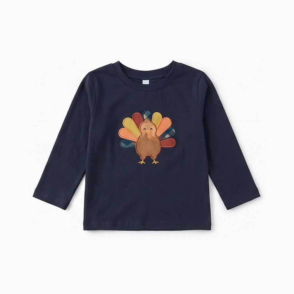 ( Moq 5 ) Preorder Baby Boys Toddler turkey Thanksgiving Shirt Tops Navy Clothes