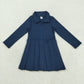 Baby Girl Long Sleeves Zipper Knee Length Yoga Active Navy Blue Dress RTS
