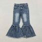Baby Girl Navy Blue Bleached Denim Bell Pants Jeans RTS