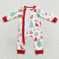 LR0522 Baby Kids Long Sleeves Gingerbread Christmas One Piece Zipper Romper