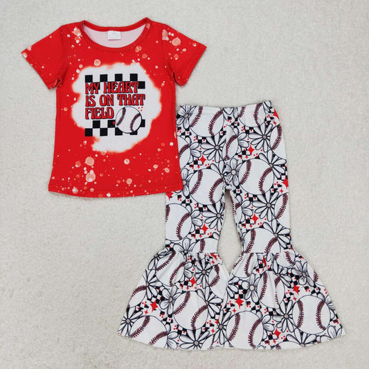 Baby Boy Red Short Sleeves Shirt Baseball Bell Pants Set