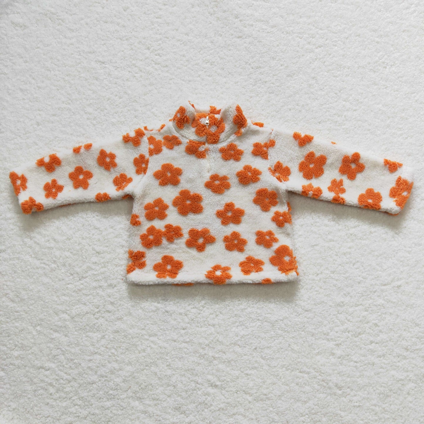 GT0262 Baby Girl Long Sleeves Flower Pullover Zipper Tops