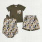 Sibling Baby Boys Kids Short Sleeves Deer Camo Shirt Pockets Shorts Set Romper Clothes RTS