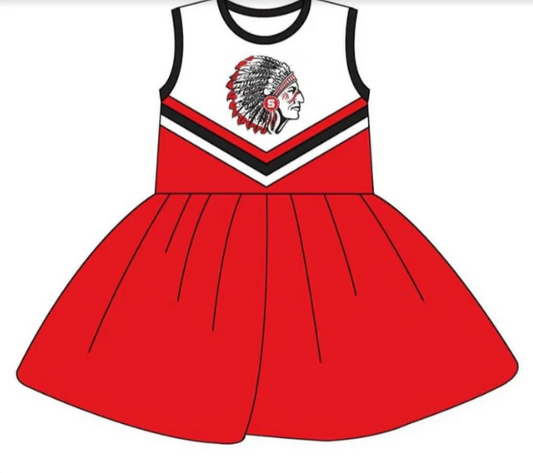 Baby Girl Red Indian Sleeveless Knee Length Team Dress Moq 5