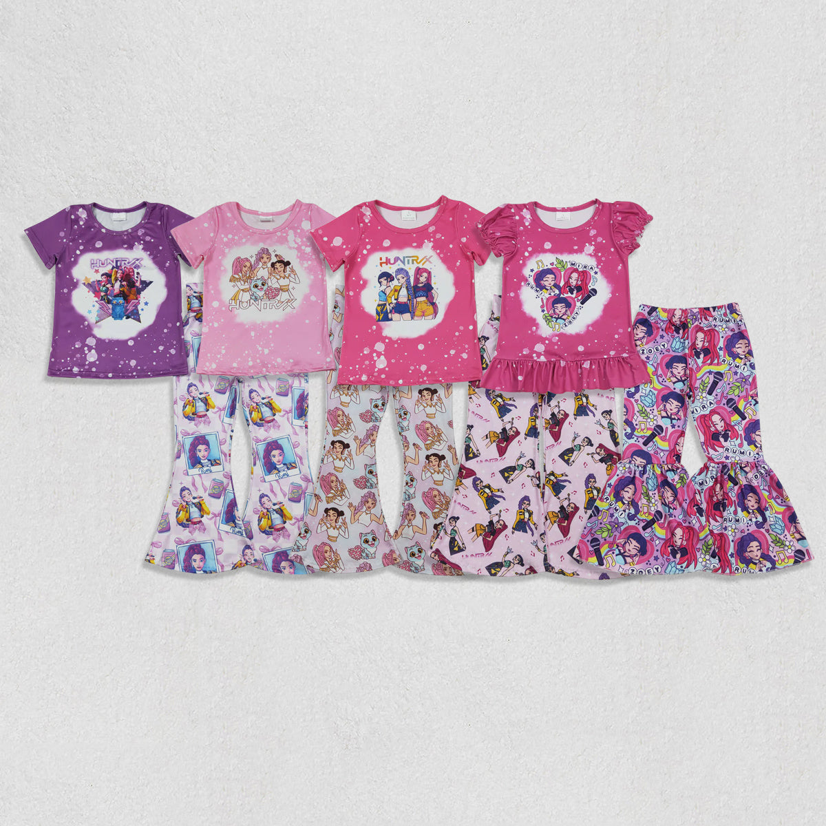 Sibling Baby Girls Toddler Short Sleeves Singer Characters Shirts Pants Clothes Sets RTS