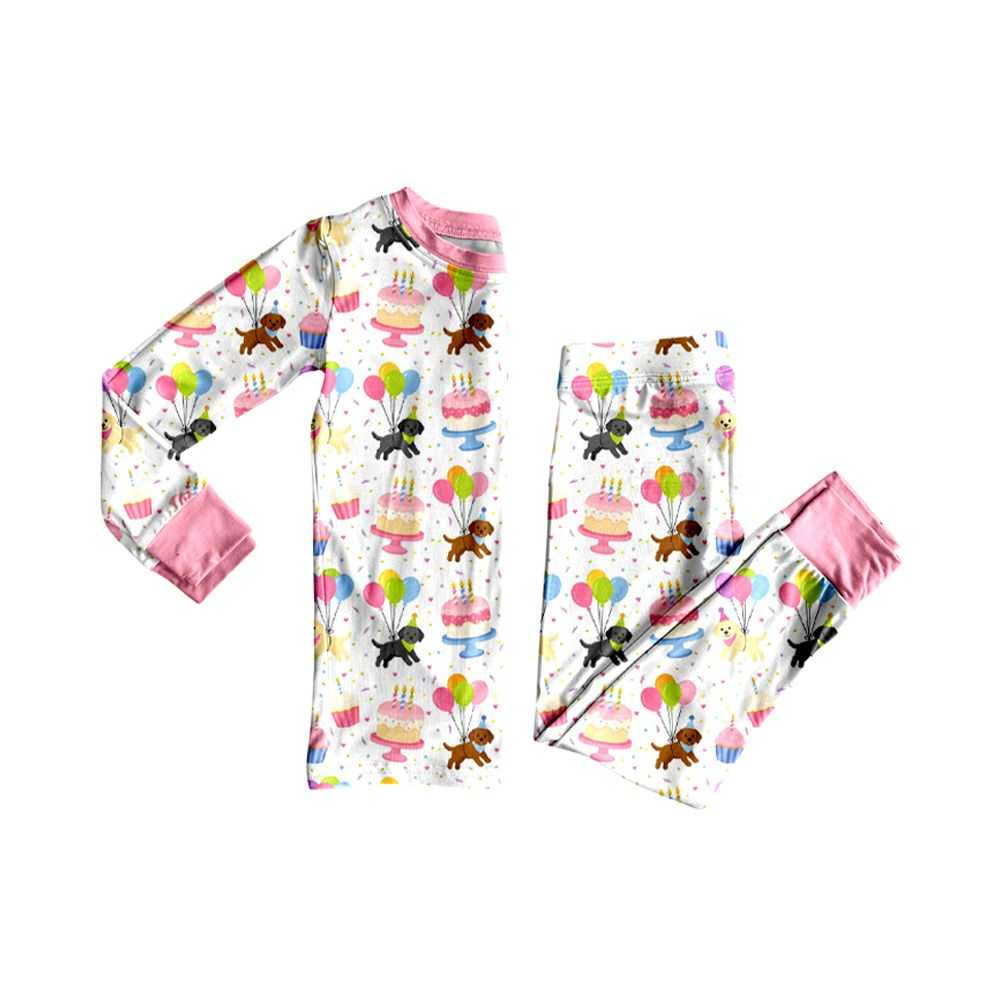 ( Moq 5 ) Preorder Baby Girls Kids Dogs Shirt Pants Set Pajamas Birthday Clothes