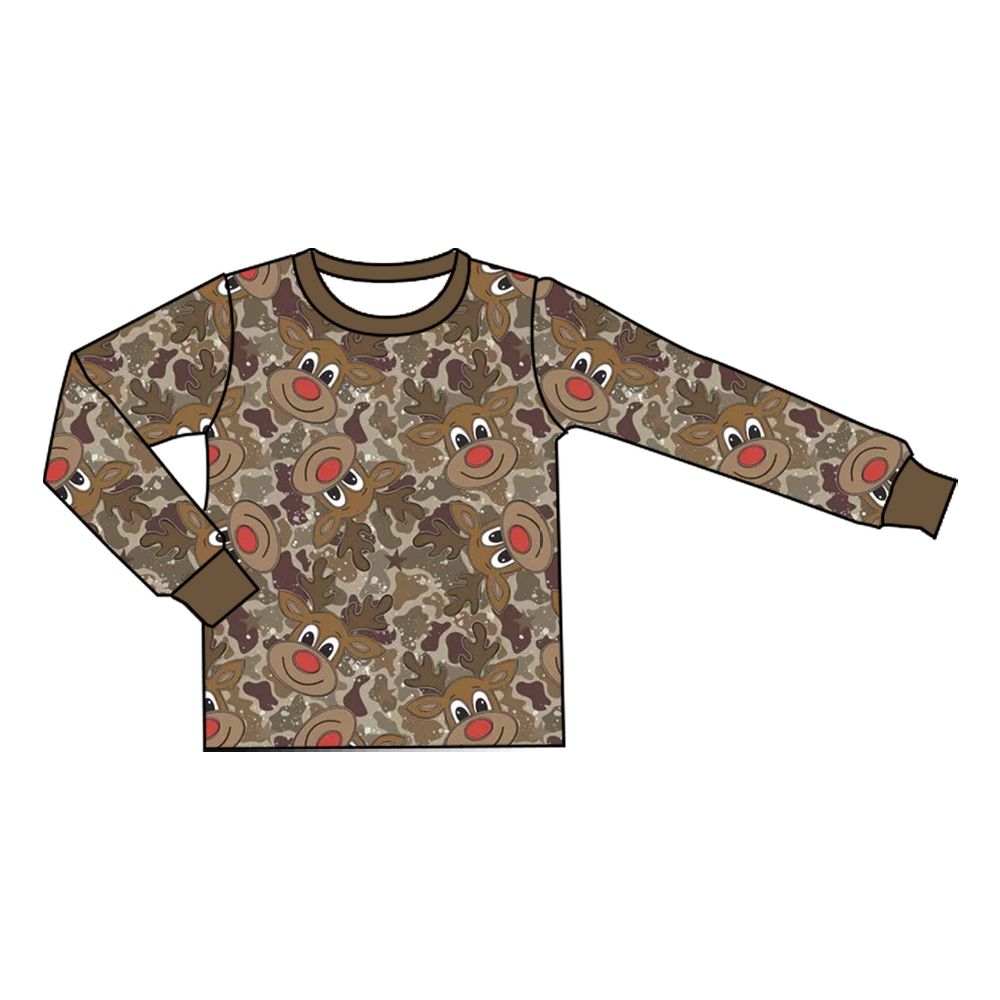 ( Moq 5 ) Preorder Baby Boys Kids Long Sleeves Camo Deer Christmas Pullover Shirt Tops Clothes