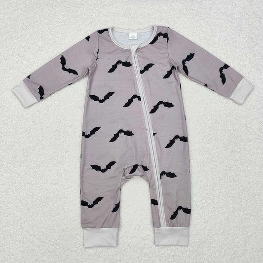 Baby Boy Grey Halloween Bats Long Sleeves Romper