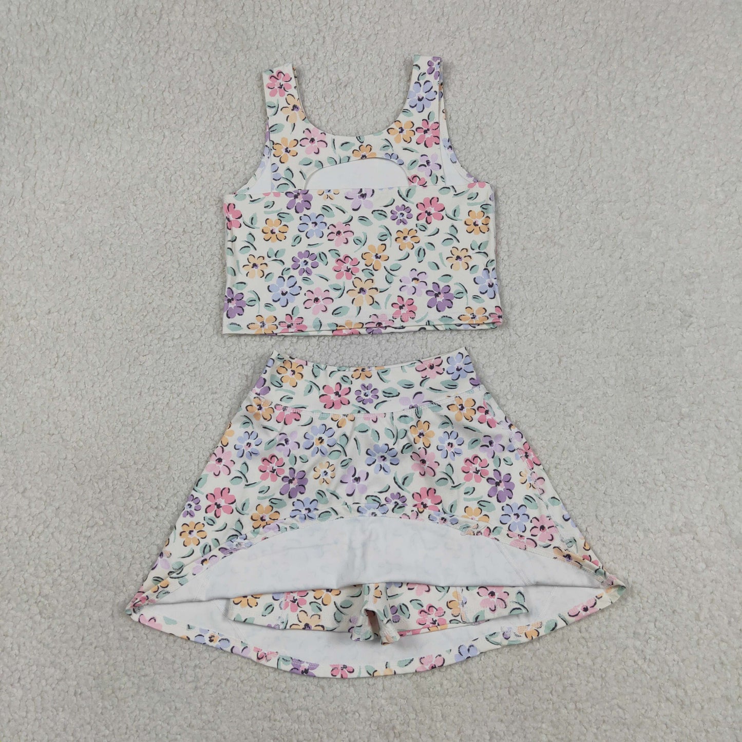 Baby Girls Kids Flower Tops Skirt Shorts Yoga Summer Set RTS