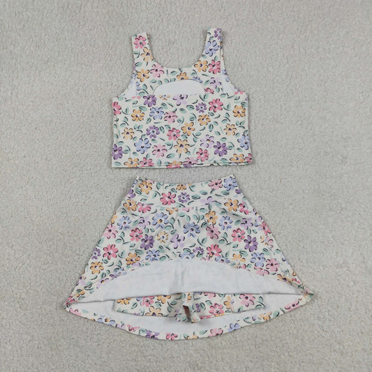Baby Girls Kids Flower Tops Skirt Shorts Yoga Summer Set RTS