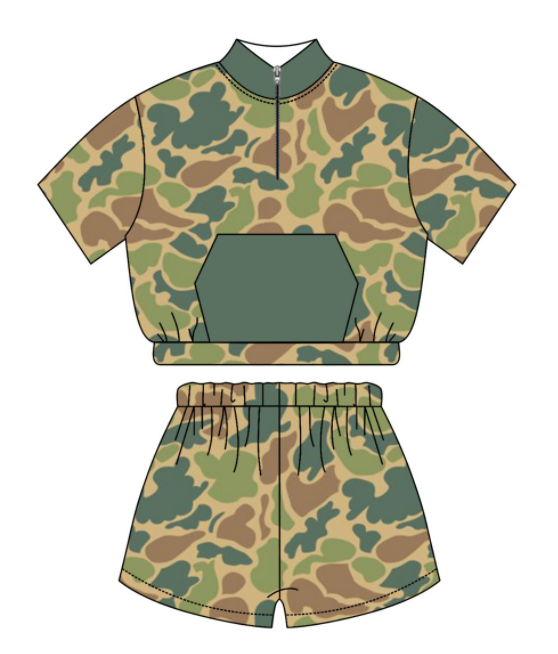 Baby Kids Toddler Sibling Camo Shirt Romper Set Moq 5