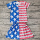 Baby Girl Stars Stripes July 4th Shirt Skirt Set