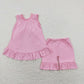 GSSO0518 Baby Girl Pink Sleeveless Tops Ruffle Shorts Cotton Set