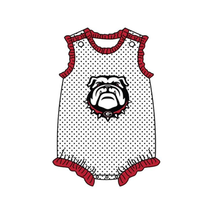 Baby Girl Infant Sleeveless Dog Dots Team Bubble Romper